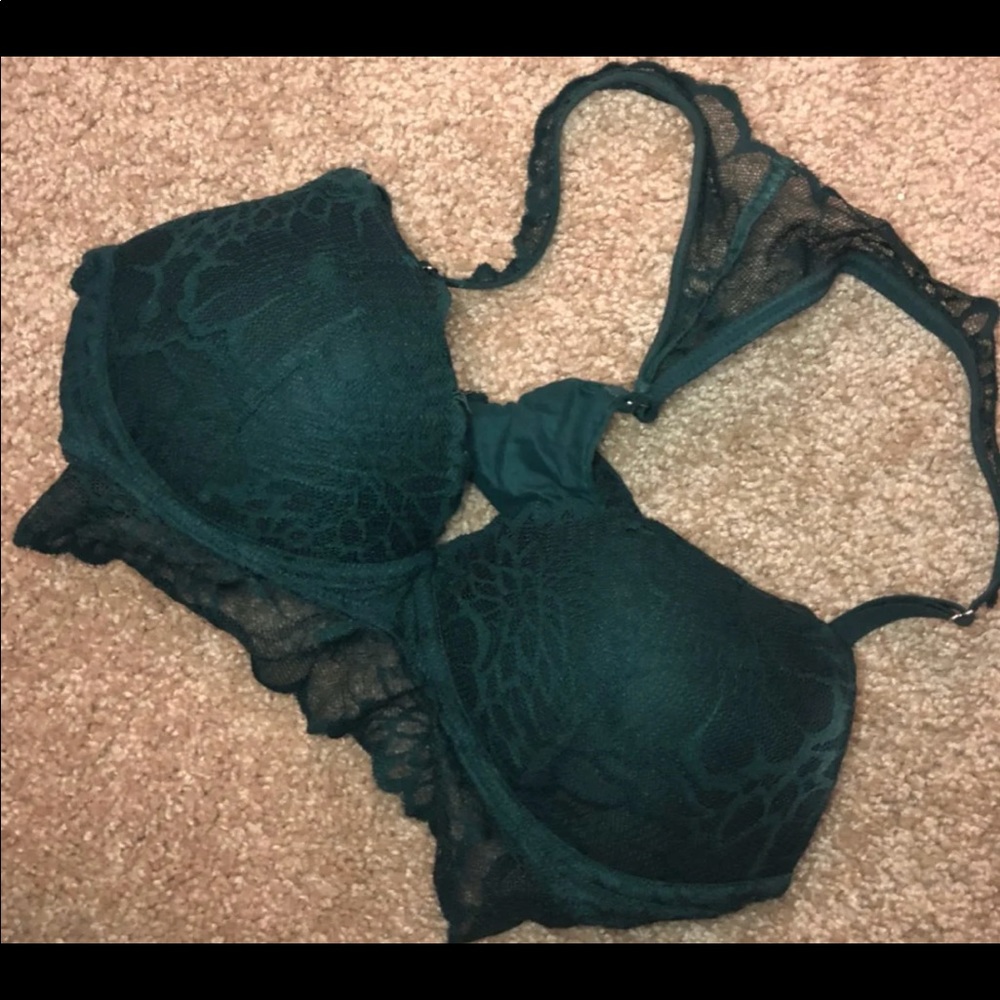 Emerald green lace bra